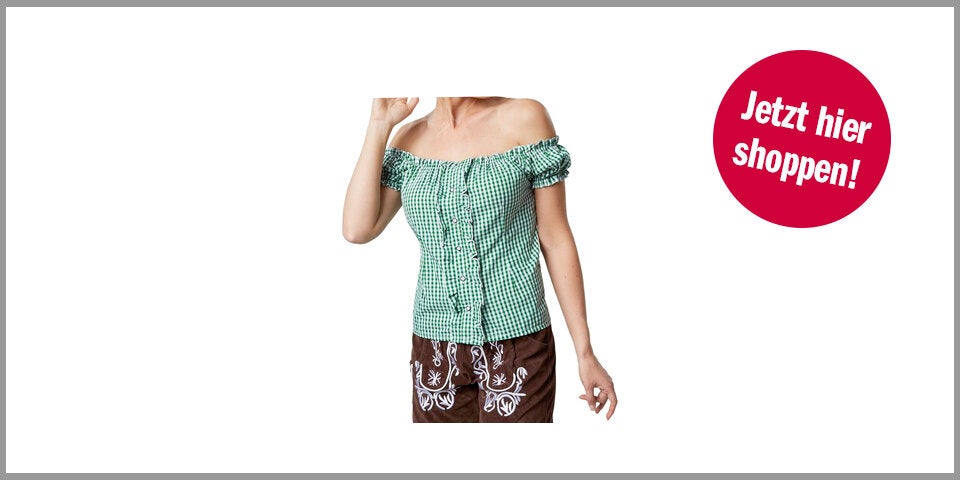 Shopping Channel Tracht Dirndl Dressforfun Trachtenbluse mit Carmen Ausschnitt