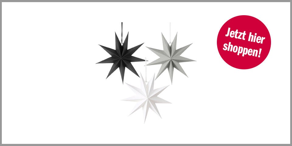 Shopping Channel Weihnachtsschmuck 3er-Set Papiersterne in Schwarz, Weiß und Grau