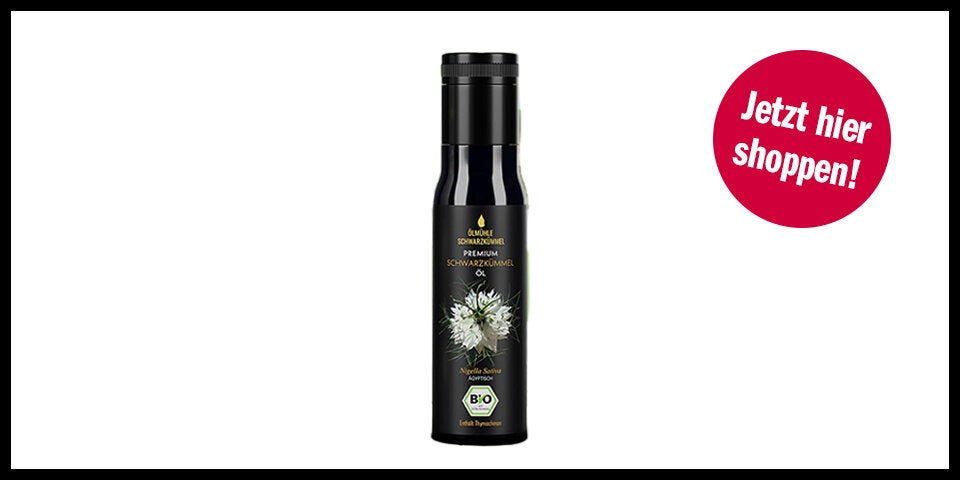 Shopping Schwarzkümmelöl Aufmacher plus 3 Produktbilder