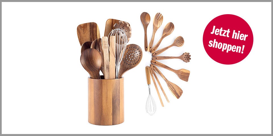 Küchenhelfer-Set aus Holz (9-teilig) – für 36,95 statt 38,95 Euro bei Amazon* 