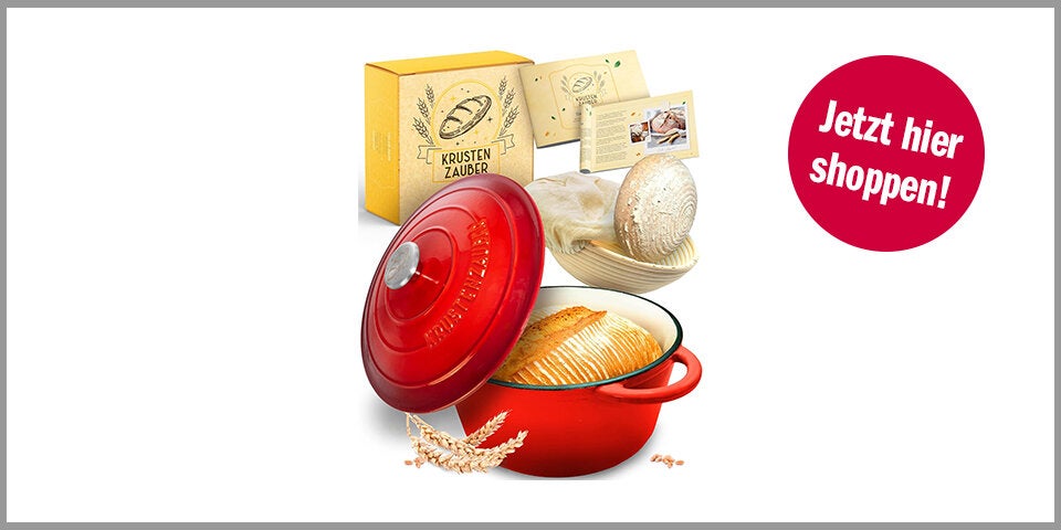 KRUSTENZAUBER Gusseisen-Topf [inkl. Gärkorb] – für 69,99 Euro bei Amazon* 