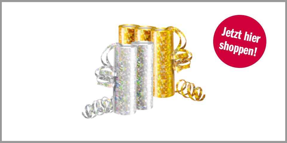 Shopping Channel Silvester Kinder Silvester-Deko 2026 Luftschlangen Metallic Gold & Silber