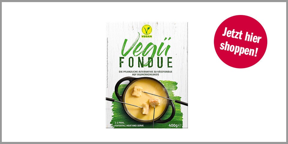 Shopping Channel Silvester Essen Vegü Fondue-Käse vegan