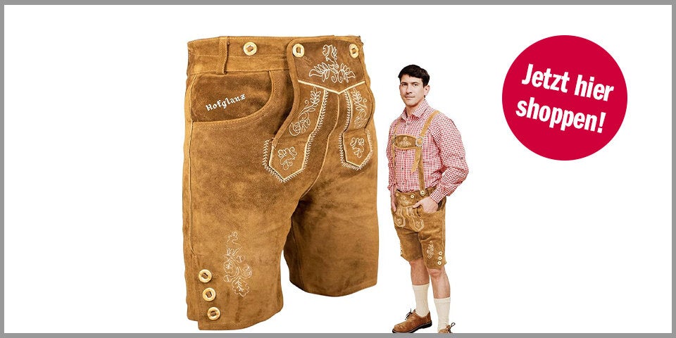 HOFGLANZ® Trachten-Lederhose Herren kurz – für 79,99 Euro bei Amazon* 