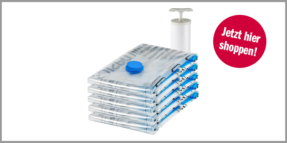 Amazon Basics Vakuumbeutel mit Handpumpe (5 Stück) – für 12,29 Euro bei Amazon* 