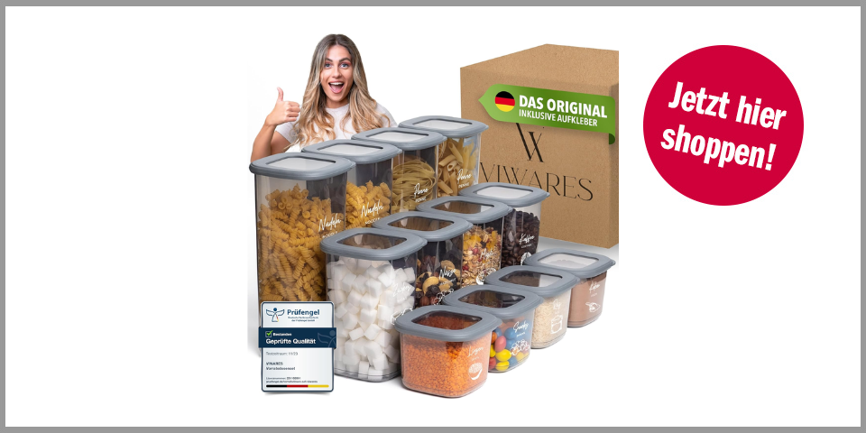 Viwares Vorratsdosen-Set (12 Stück in drei Größen) – für 19,90 Euro bei Amazon* 