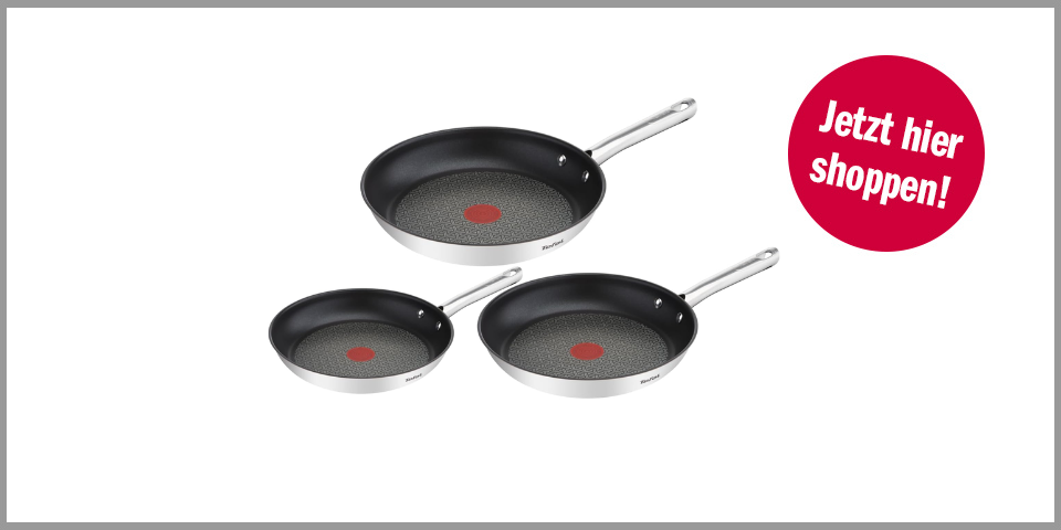 Shopping Channel Bratpfannen Tefal Duetto dreiteiliges Pfannenset