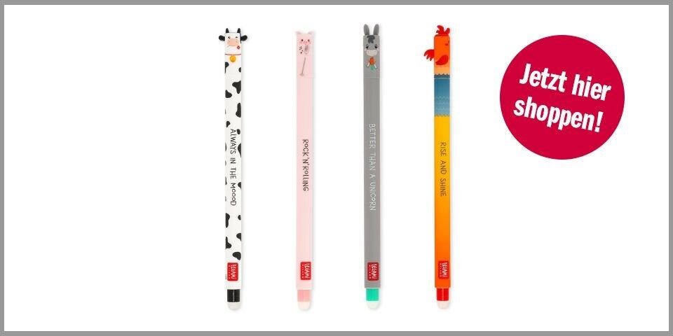 Shopping Channel Legami “Farm Sweet Farm” Viererset Gelstifte mit Radiergummi