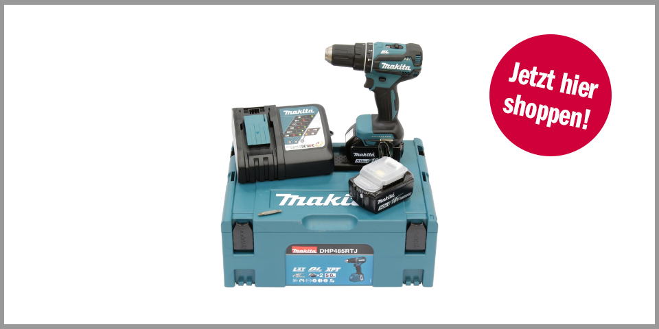 Shopping Channel Reifenwechsel Makita DHP485RTJ Akku-Schlagbohrschrauber im Set
