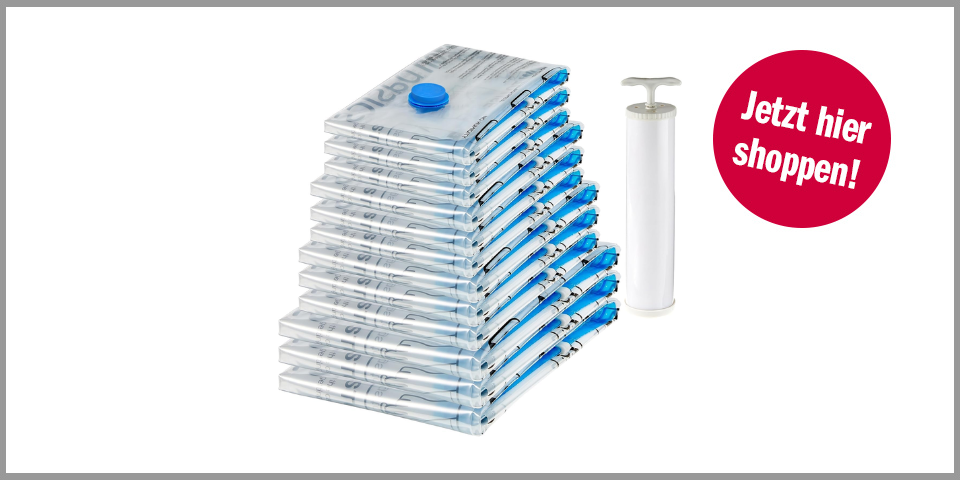 Shopping Channel 10 Amazon Angebote Amazon Basics Vakuumbeutel-Set (12 Stück, mit Handpumpe)
