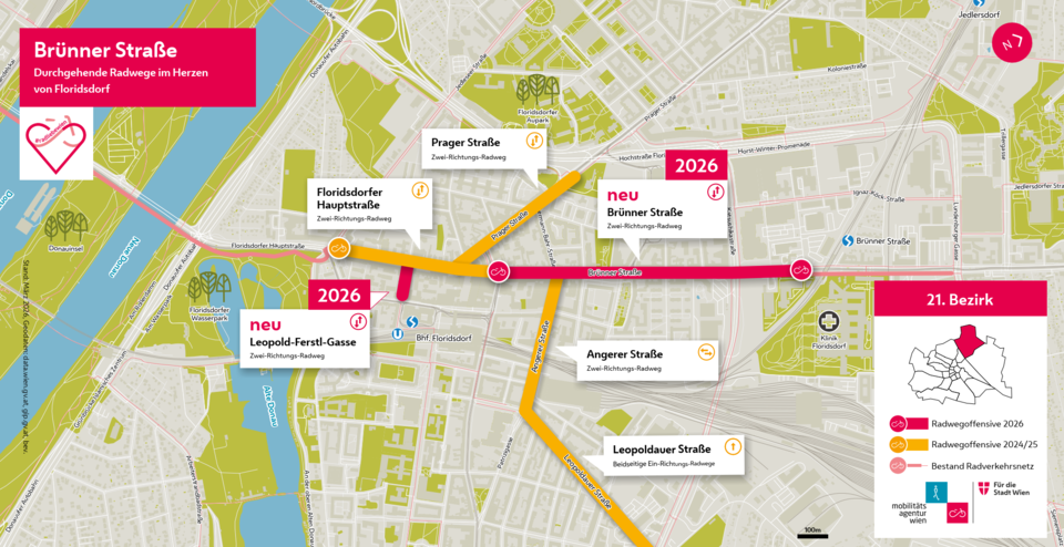 Baustart für Radweg-Lückenschluss in der Brünner Straße. 