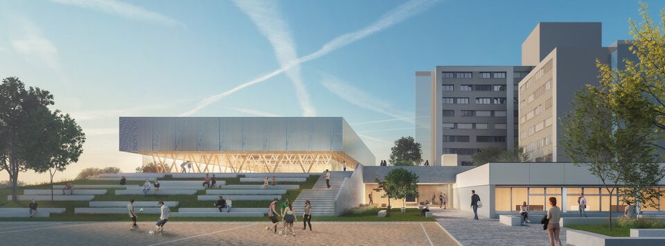 So soll sich die moderne Halle dann schließlich in die Umgebung eingliedern.