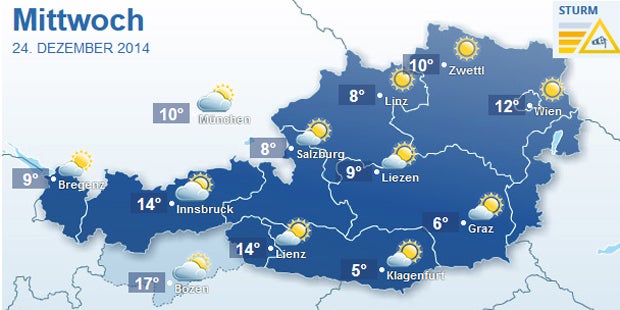 Sonne und 14° am Heiligen Abend