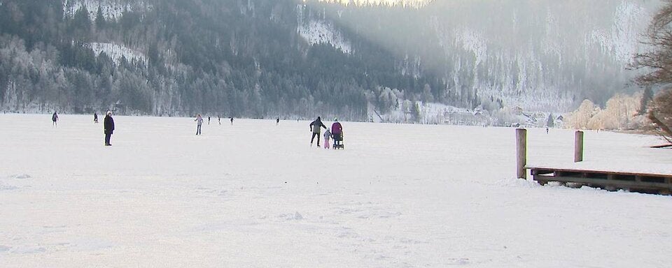 Lunzer See mit 25 cm dickem Eis