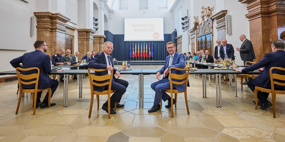 Thomas stelzer und Markus Achleitner vor dem Gespräch.