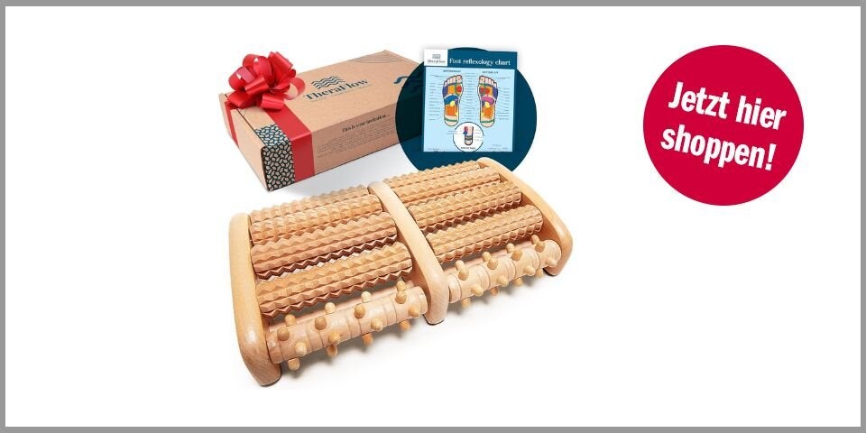TheraFlow Fußmassageroller Holz – für 17,14 statt 27,18 Euro bei Amazon* 