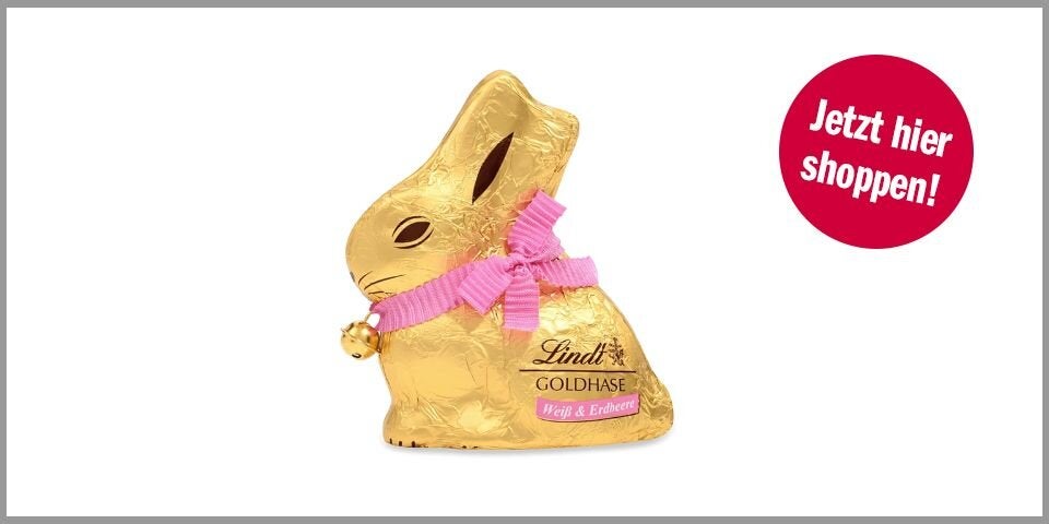 Lindt Goldhase Weiße Schokolade mit Erdbeerstückchen (100 g) – für 4,93 statt 6,16 Euro bei Amazon* 