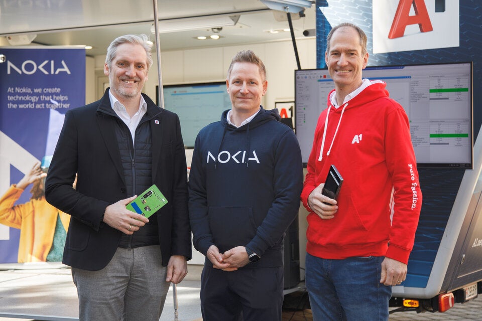 A1 Group CTO Alexander Kucher,  Christoph Rohr (Nokia) und A1 Österreich CTO Christian Laque (v.l.)