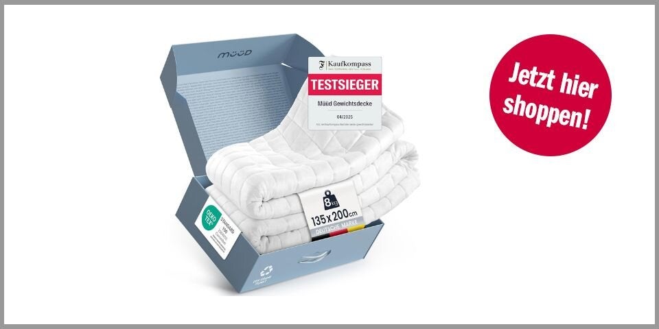 Müüd Gewichtsdecke 135 x 200 cm 8 kg Therapiedecke aus 100 % Baumwolle – für 99,99 statt 119,99 Euro bei Amazon* 