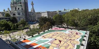 Street Art auf Wien Museum: Schicker Dachschmuck