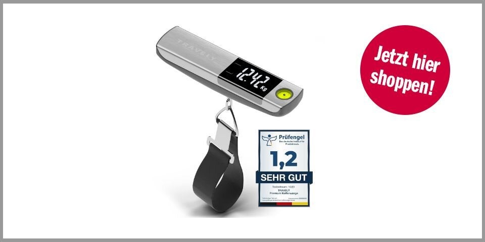 TRAVELY Premium-Kofferwaage – für 18,14 Euro bei Amazon* 