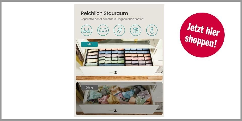 SONGMICS Unterwäsche-Organizer (8er Set) – für 14,16 statt 16,66 Euro bei Amazon* 