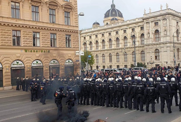Rauch-Bomben bei Anti-Identitären-Demo