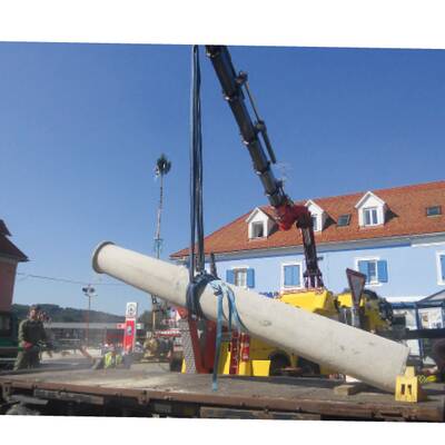 und seitlich auf die  Ladefläche gelegt.