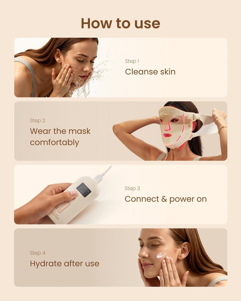 RENPHO LED Maske Gesicht mit 324 LED-Chips,Rotlicht Maske Gesicht mit 850nm NIR, 3 Modi Rote und Blaue,Die Tägliche Hautpflege 