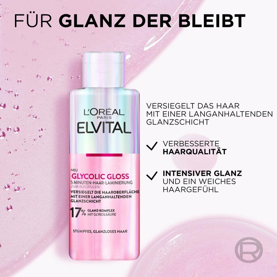 L'Oréal Paris Elvital Glycolic Gloss Bundle mit Shampoo, Spülung