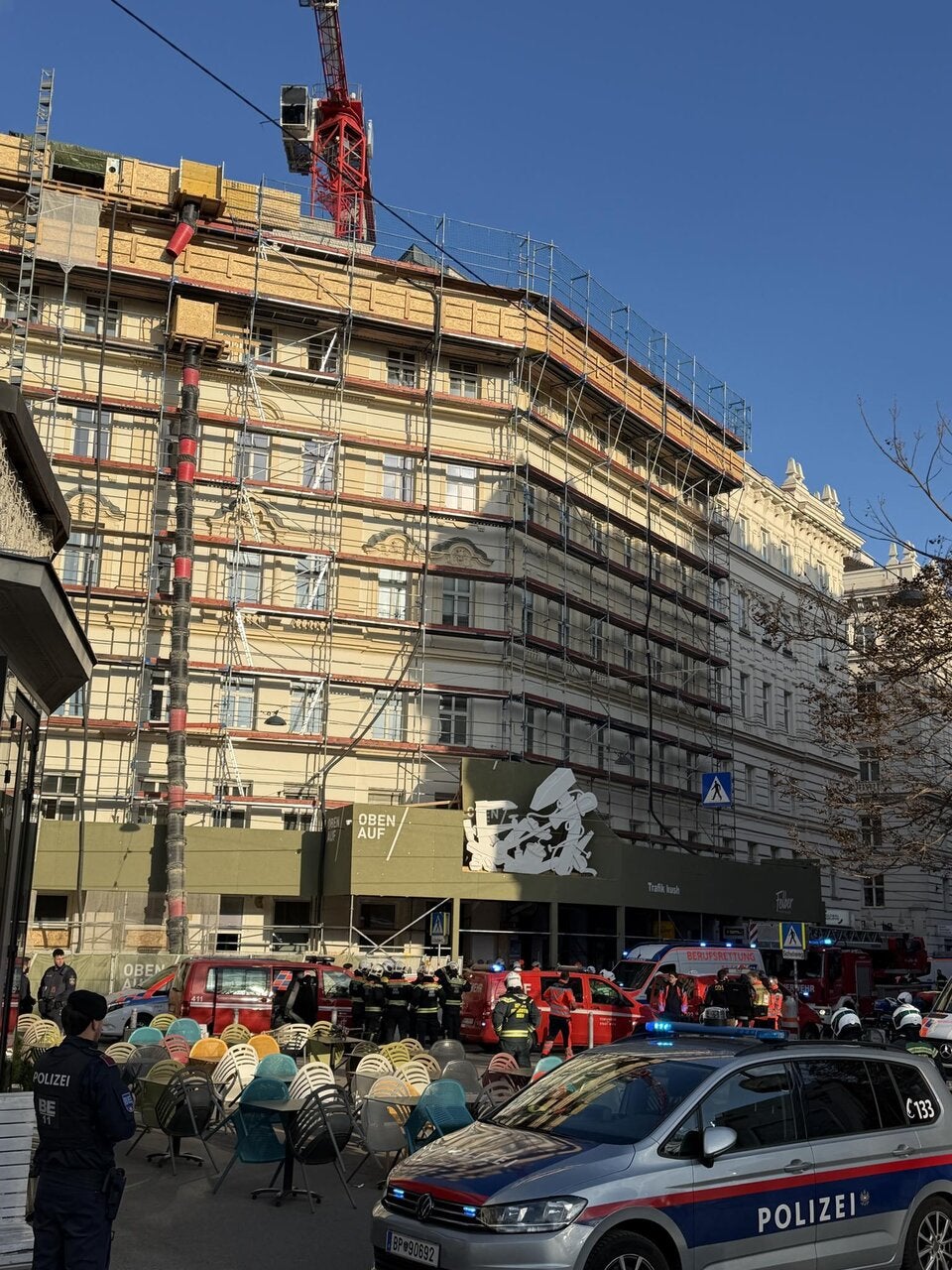 Baugerüst in Wien-Alsergrund eingestürzt