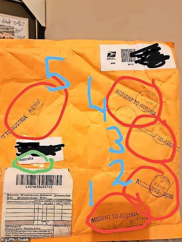 Paket für Australien 5 Mal nach 