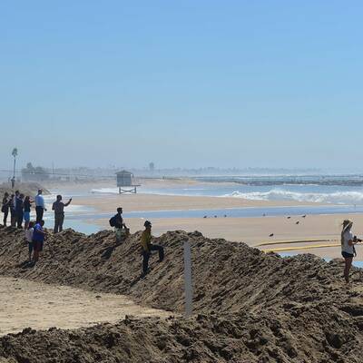 Ein Sanddamm an der Küste