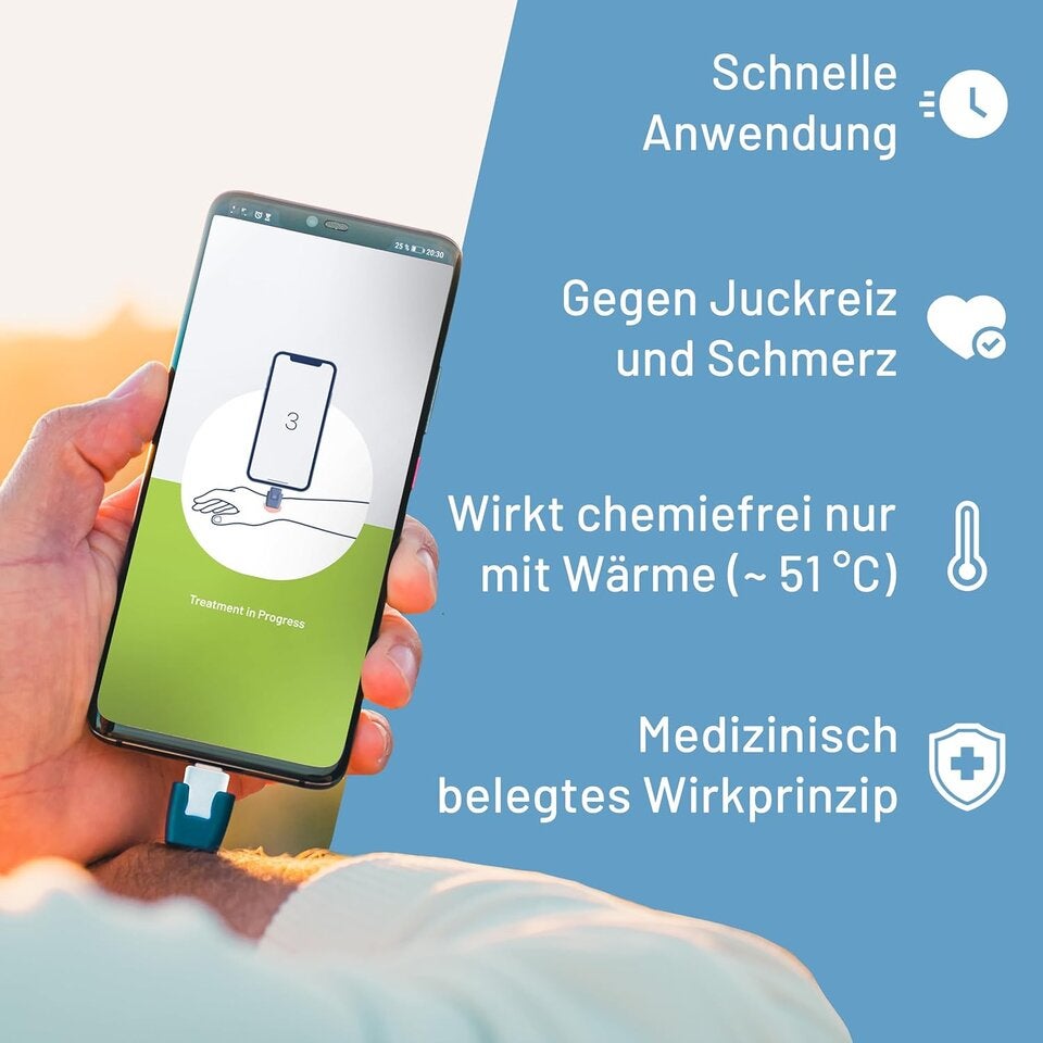 heat it - Insektenstichheiler für dein Smartphone - Chemiefreie Behandlung von Juckreiz & Schmerz mit konzentrierter Wärme - für Android & iPhone 15/16/17 (USB-C)
