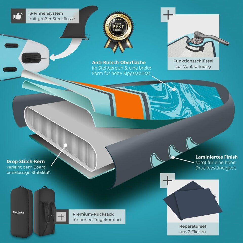 tectake® Stand Up Paddle Board - jetzt im Set auf Amazon!