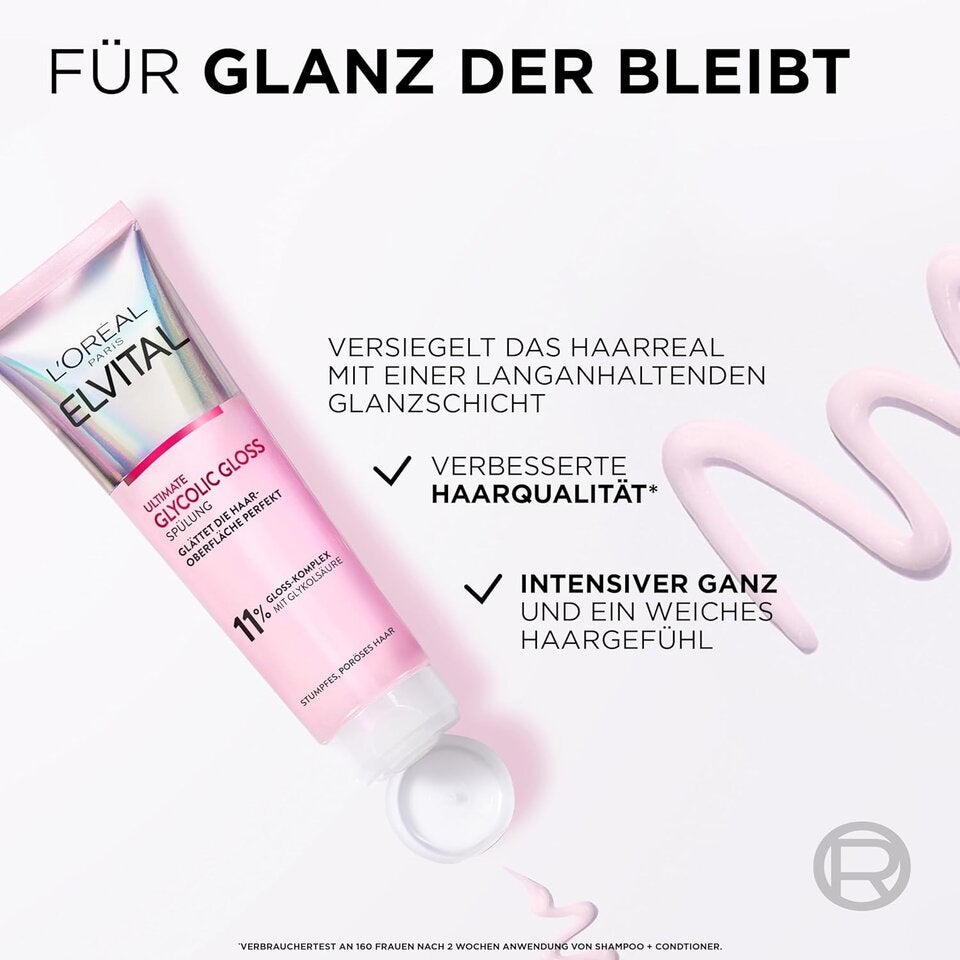 L'Oréal Paris Elvital Glycolic Gloss Bundle mit Shampoo, Spülung