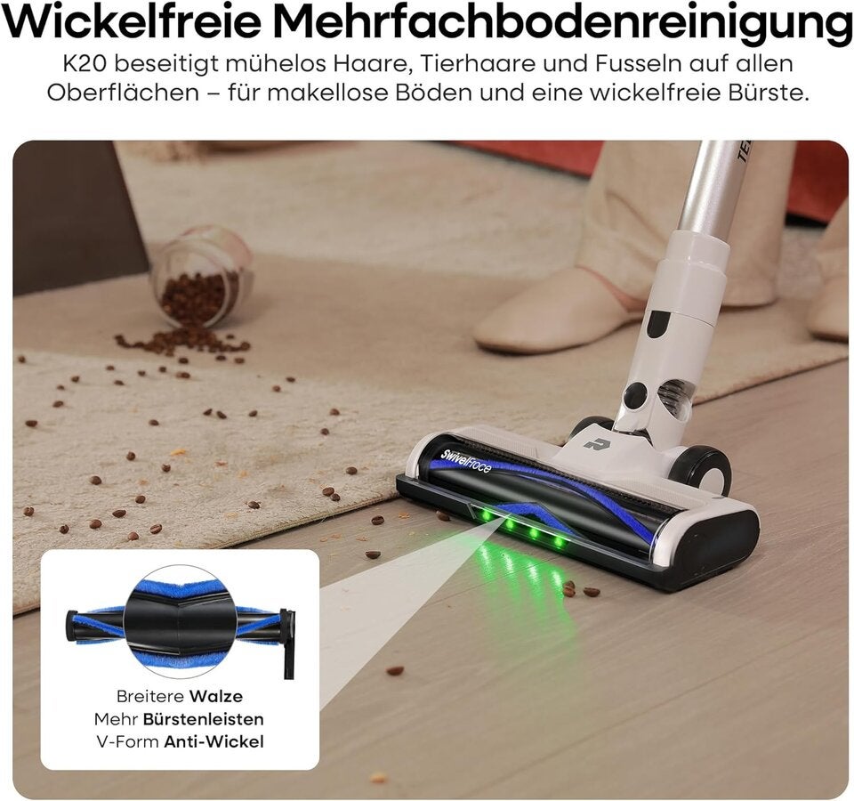 ElecKeys Akku Staubsauger 48000Pa/580W/65Min, Staubsauger Kabellos mit LED Display