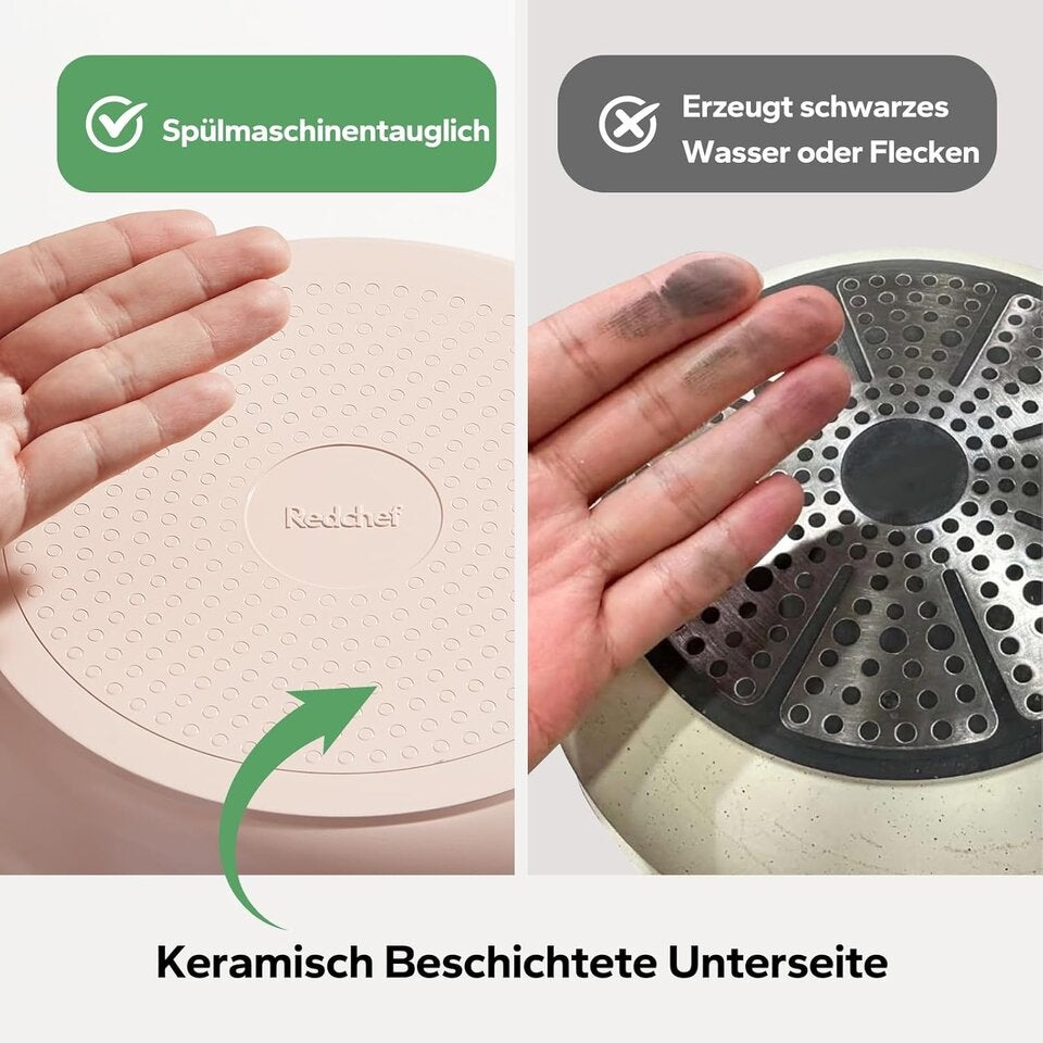 Redchef Topfsets 16-Teilig Pfannenset Antihaft-Keramik-Kochgeschirr-Set mit Abnehmbaren Griff