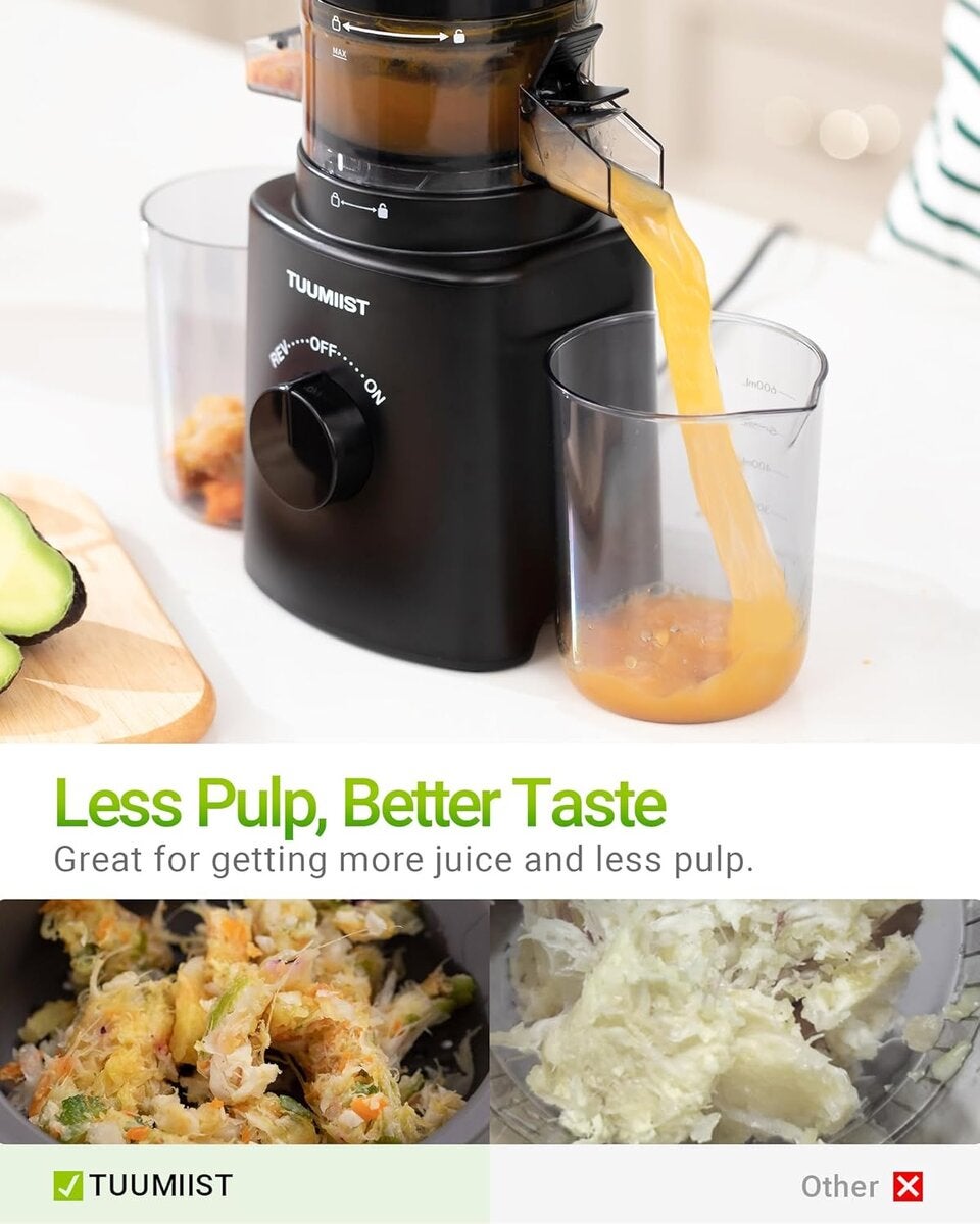 TUUMIIST Entsafter‚ Slow Juicer mit 120mm Extra Großem Einfüllschacht 