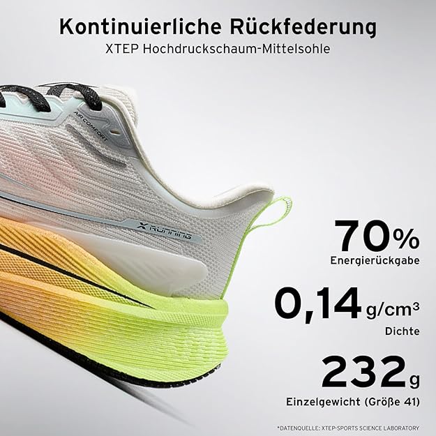XTEP Professionelle 2000km Herren-Laufschuhe für Prüfungstraining,Hohe Dämpfung Starke Rückstoßfähigkeit Sneaker, rutschfeste und strapazierfähige Sportschuhe, ideal für Langstreckenläufe ab 10 km 
