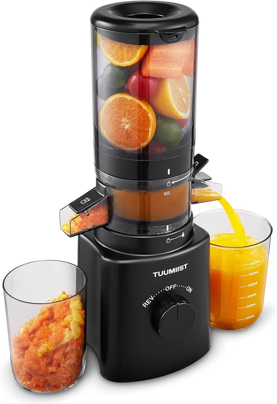 TUUMIIST Entsafter‚ Slow Juicer mit 120mm Extra Großem Einfüllschacht 