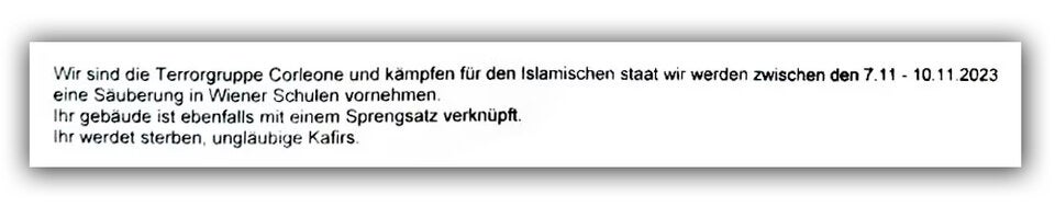 Terrordrohung gegen Wiener Schulen