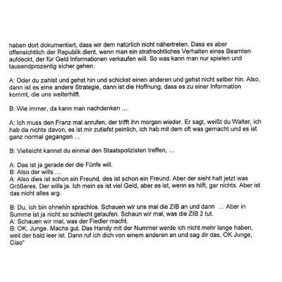 Legende: A ist Meischberger, B ist Grasser