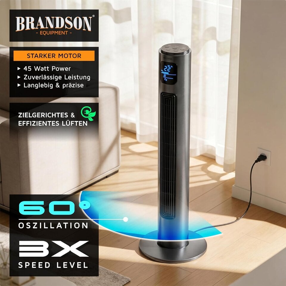 Brandson - Turmventilator mit Fernbedienung 96 cm - Preisträger 2026!
