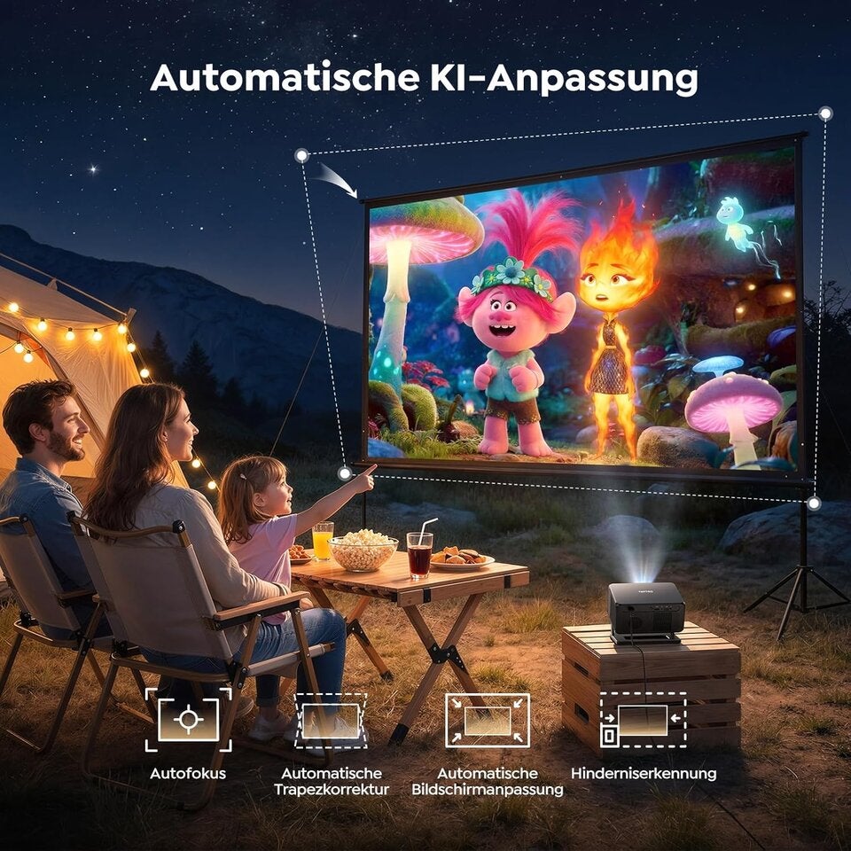 [Google TV & Offizielle Apps] Beamer 4K Unterstützt, Smart Beamer Heimkino 1080P FHD