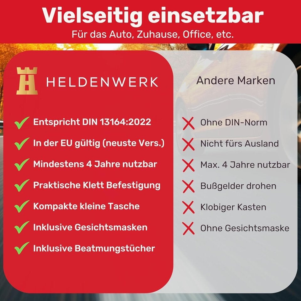 KFZ Verbandstasche nach aktueller Norm 2026 inkl. Beatmungstüchern