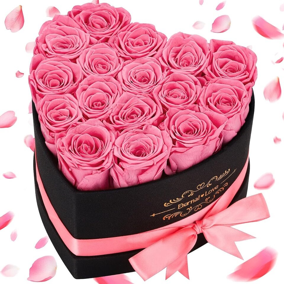 16 Rosa Ewige Rosen Herz Geschenkbox