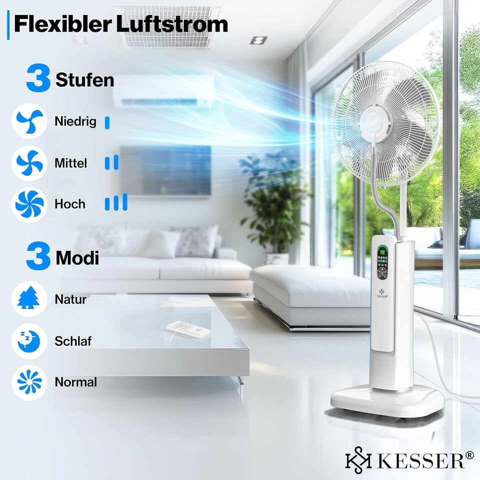 KESSER® Stand-Ventilator Frosty mit Wasser Ultraschall-Sprühnebel Wasserkühlung