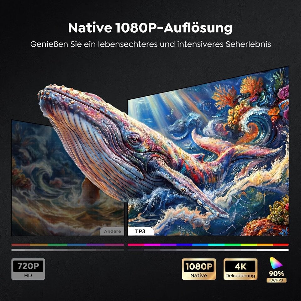 [Google TV & Offizielle Apps] Beamer 4K Unterstützt, Smart Beamer Heimkino 1080P FHD