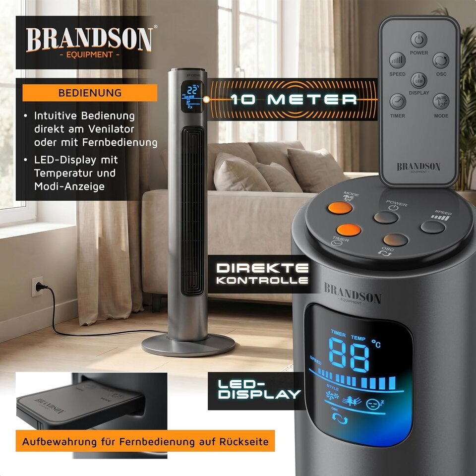 Brandson - Turmventilator mit Fernbedienung 96 cm - Preisträger 2026!